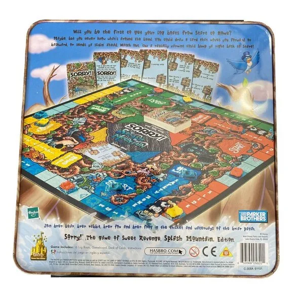 Disney Splash Mountain Sorry Board Game Metal Tin Collectible Parker Brothers